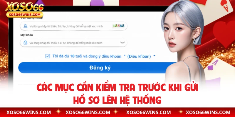 Các mục cần kiểm tra trước khi gửi hồ sơ lên hệ thống